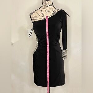 Jovani Black one Sleeve Dress with Silver Accents